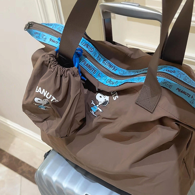 史努比拉杆行李箱附加包手提可折叠旅行袋大容量短途男女外出轻便