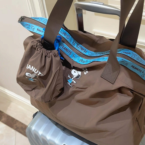 史努比拉杆行李箱附加包手提可折叠旅行袋大容量短途男女外出轻便