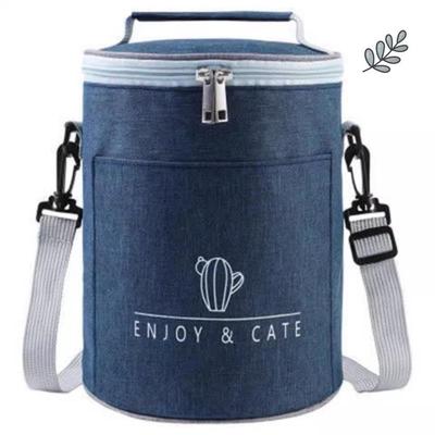 保温桶手提袋铝箔加厚饭盒袋手提包圆形上班族布袋子保温带饭便当