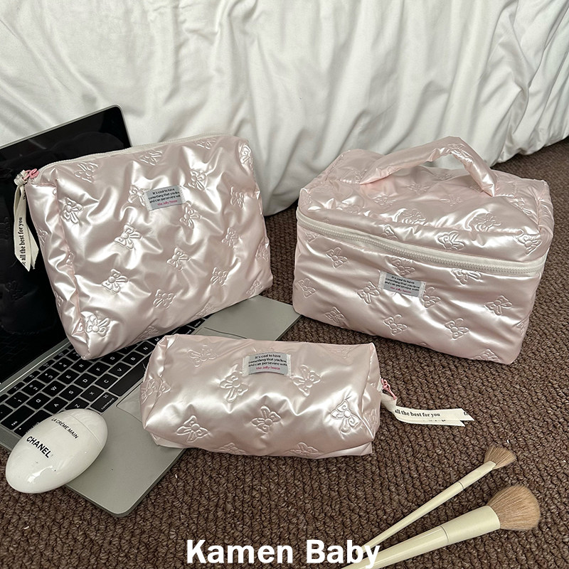 少女心粉色蝴蝶结化妆包ins风便携旅行洗漱包大容量化妆品收纳包