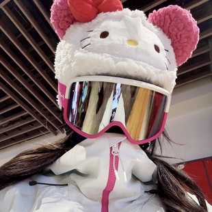 hellokitty滑雪头盔帽套搞怪装饰通用电动车骑行外罩电瓶车装备