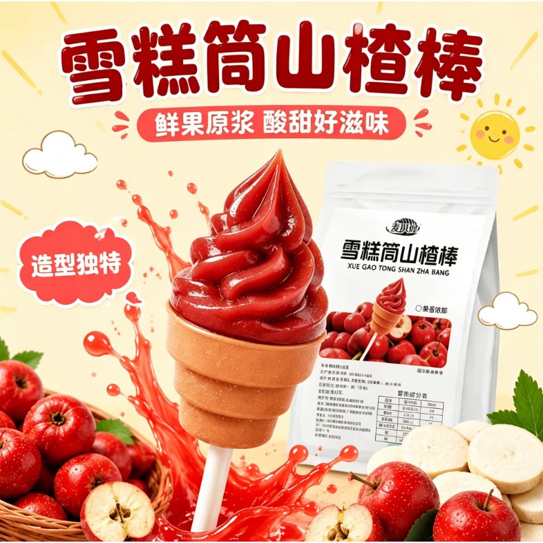【爆品同款】雪糕筒山楂棒鸡内金益生元山楂零食网红小吃新品