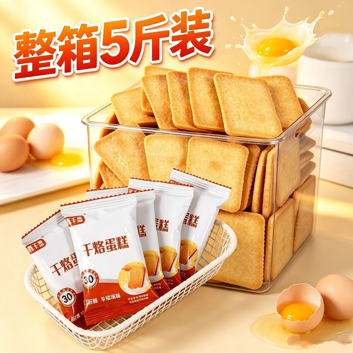 干烙蛋糕原味营养丰富口感酥脆香甜不腻茶点点心休闲解馋零食茶点