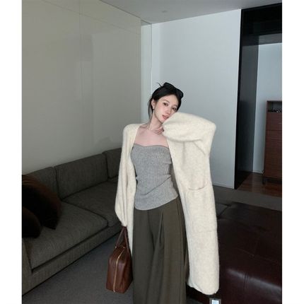辣妹慵懒风中长款软糯毛衣外套秋冬纯欲内搭N抹胸背心针织开衫套