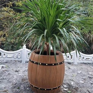仿木桶花盆模具园林景观盆景庭院建筑磨具塑钢水泥Y仿木花箱模型