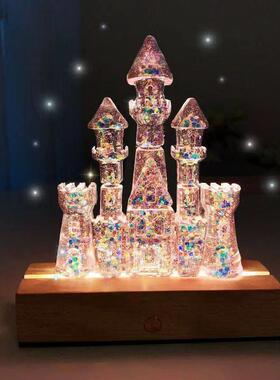 抖音手工diy水晶胶城堡小夜灯 旋转木马模具ab环氧树脂套装材料包