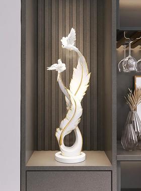 轻奢羽毛工艺品摆件客厅玄关电视柜办公室雕塑桌面装饰品乔迁新居