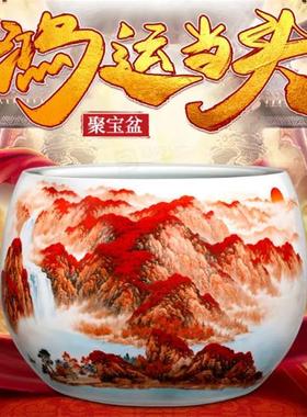 吴景存手作鸿运当头聚宝盆珍宝结缘景德镇手工陶瓷高白瓷家装摆件