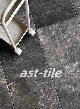 Asttile复古孟菲斯墨黑石头纹厨房卫生间阳台酒窖仿古地砖瓷砖300