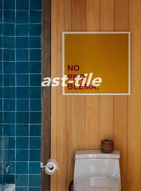 Asttile意大利进口油墨蓝色瓷砖复古手工砖厨房墙砖卫生间地砖100