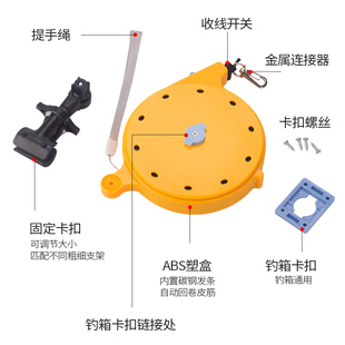 溜 网红钓箱专用失手绳自动伸缩钓椅脱手绳水库大物鱼竿垂钓鱼盒式