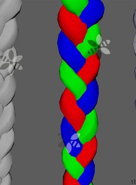 OBJ麻花辫长辫子马尾辫3D模型 ue5 maya max u3d blender