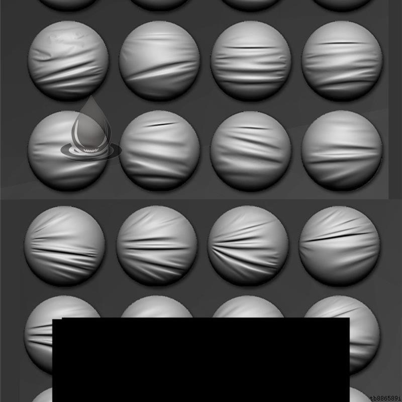 次世代游戏40种皮革和织物布料张力褶皱皱纹zbrush笔刷ZB雕刻