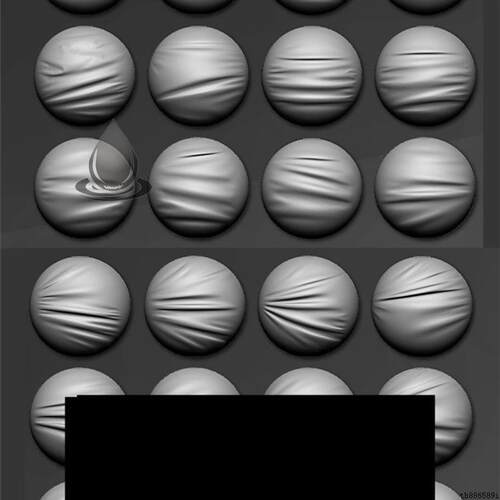 次世代游戏40种皮革和织物布料张力褶皱皱纹zbrush笔刷ZB雕刻