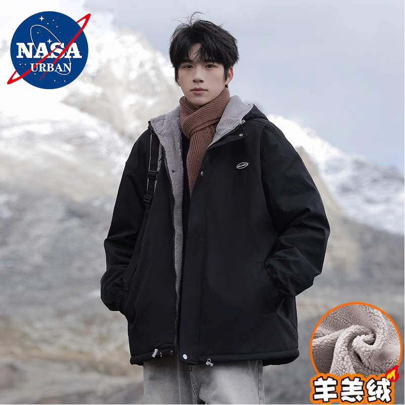 NASA羊羔绒棉衣外套男