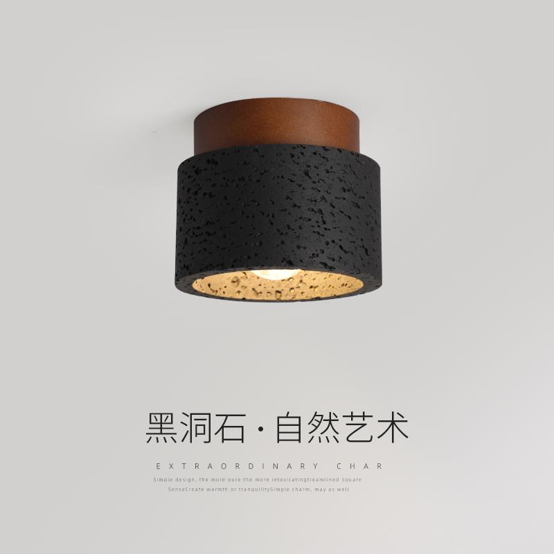 简约现代过道吸顶灯侘寂风意式极简黑色走廊入户家用北欧阳台灯具