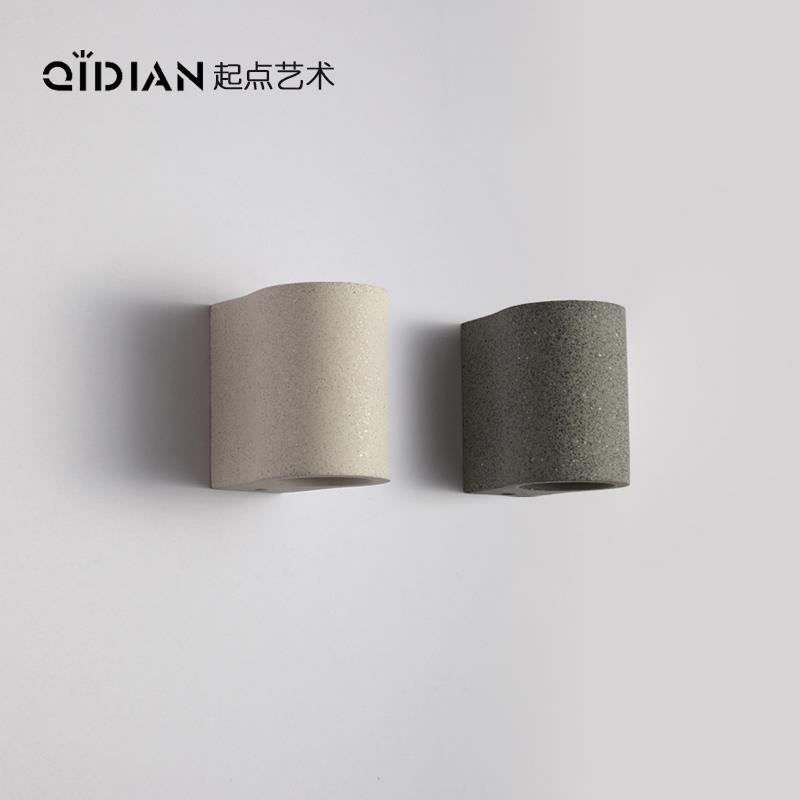 设计师创意水泥水磨石网红灯具北欧简约现代卧室床头极简装饰壁灯