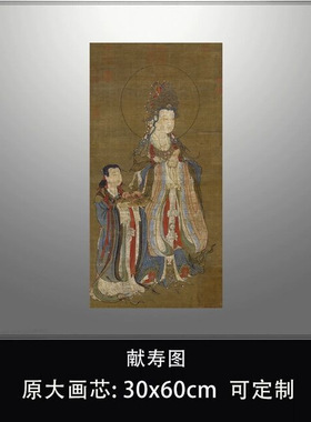 献寿图传统工笔观音图菩萨画像