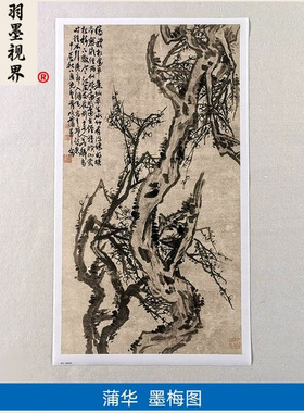高清复刻清末海派四杰蒲华墨梅图
