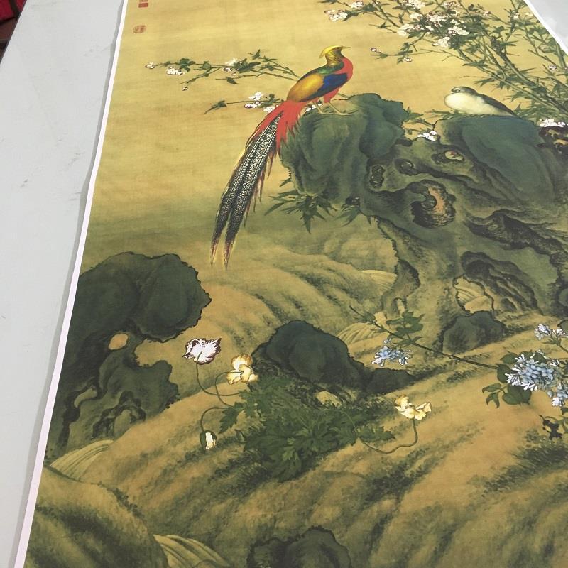 郎世宁锦春图复古书画艺术高清微喷仿古复制酒店现代装饰画包邮图片