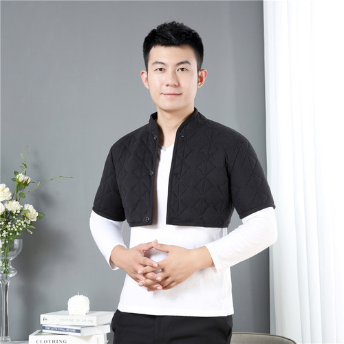 男士护肩膀坎肩睡觉加厚保暖防寒中老年德绒护肩颈椎衣服护肩膀冬
