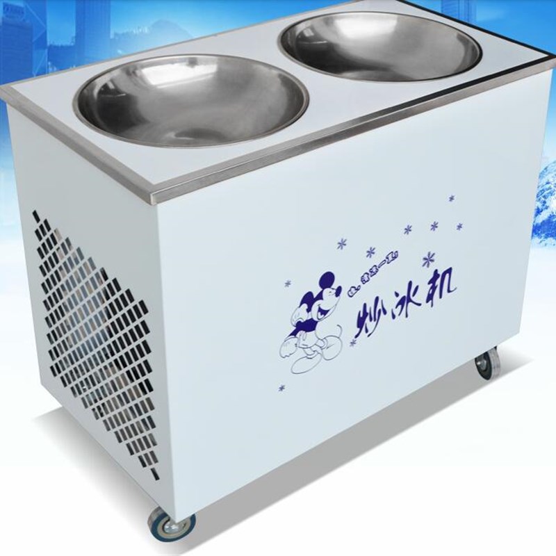 LR-022鹿锐炒酸奶商用炒冰机摆摊双圆锅奶果机冰淇淋卷机老式圆锅图片