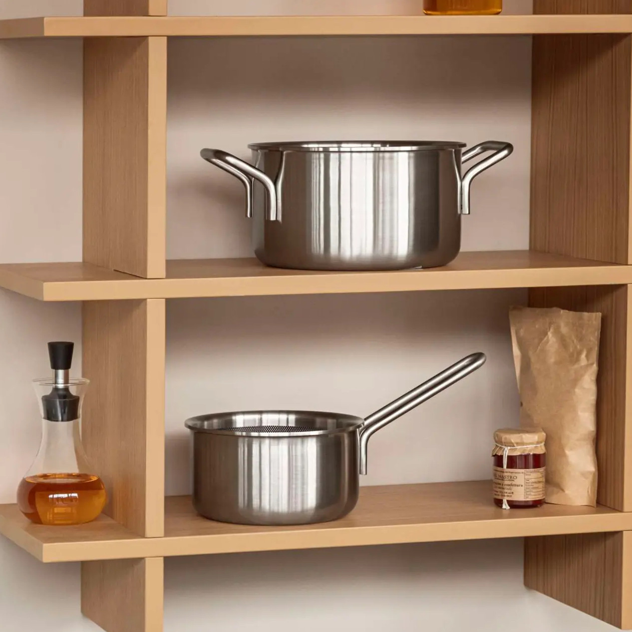 出口欧洲E家高端五层一体成型不锈钢蜂窝不粘辅食锅 16cm双耳奶锅