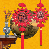 中国结桃木特大号福字龙凤麒麟客厅玄关卧室电视背景墙装 饰挂件