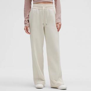 白色垂感运动休闲保暖 女秋冬加厚卫裤 lulu裤 子平替加绒直筒阔腿裤