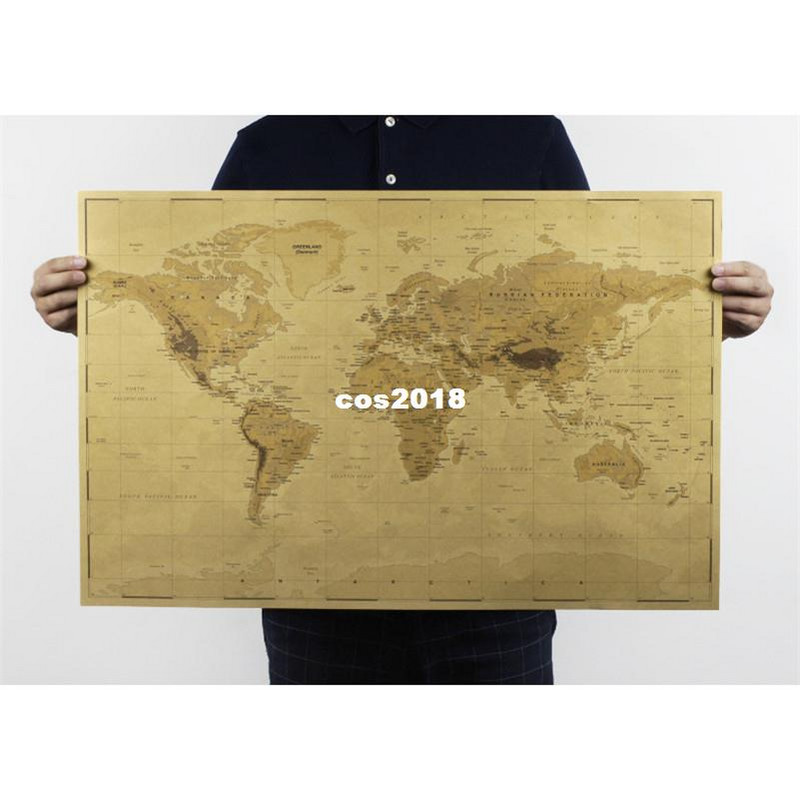 推荐world Map poster Nostalgic vintage Kraft paper posters c