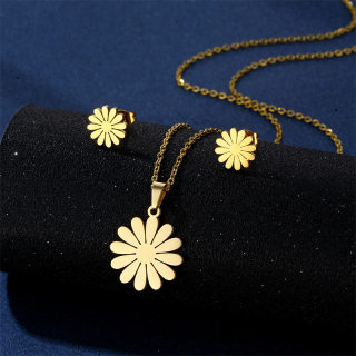 网红Stainless steel Flower Daisy Clavicle Chain Necklace ear