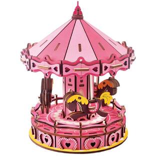 网红DIY Wooden 3D Carousel Puzzles Assembly Model Art Crafts