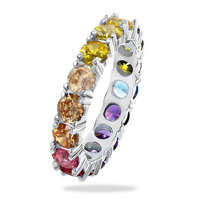 网红Huitan 5 Colors Shiny Cubic Zircon Women Rings Gold Colo