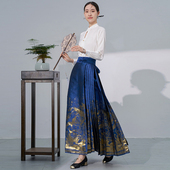 鹿鹤同春 织金马面裙冬季 新中式 洛如嫣原创 汉服新款 2025半身裙