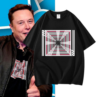 埃隆马斯克同款短袖t恤特斯拉Model S Plaid 圆领宽松印花夏季潮