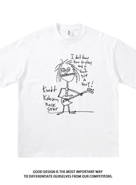 kurtcobain科特柯本自画像涅槃乐队Nirvana同款男士短袖t恤夏季潮