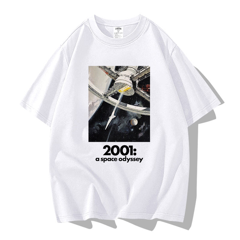 2001太空漫游电影周边t恤短袖男士宽松美式复古印花t-shirt夏季潮