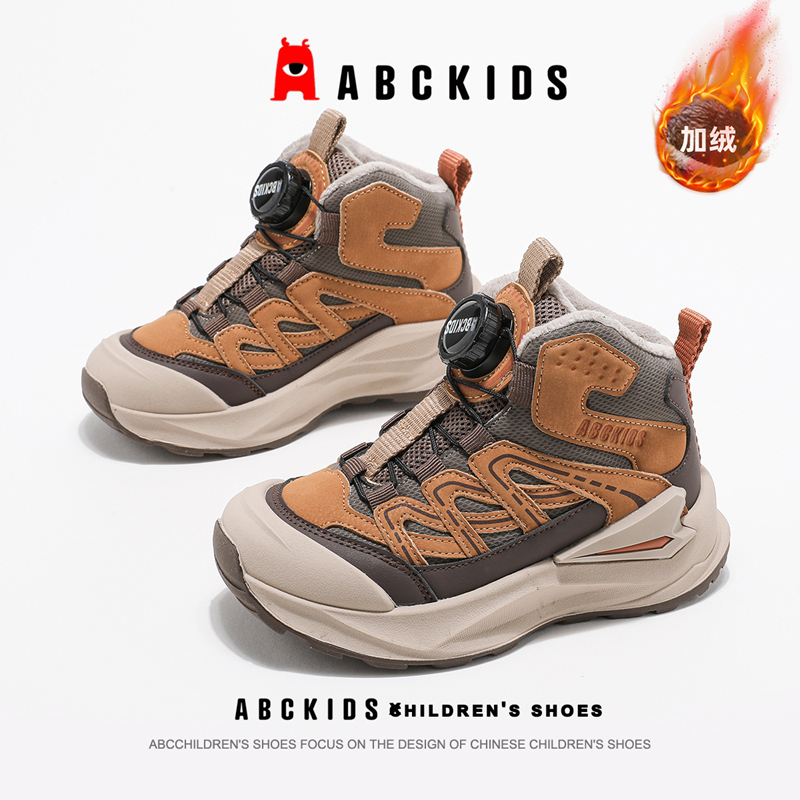 ABCkids童鞋儿童棉靴男孩冬季防滑加绒二棉鞋秋冬男童保暖运动鞋