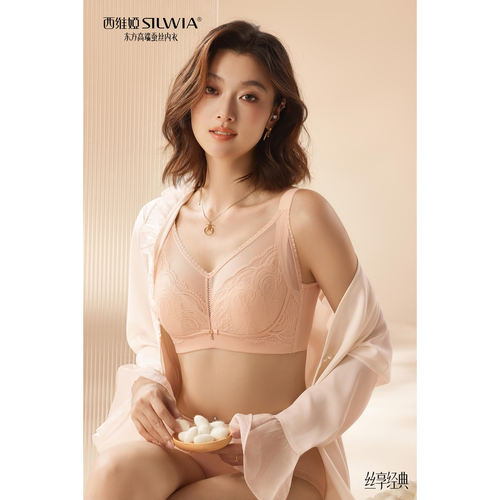 西维娅蚕丝大胸显瘦显小调整型文胸记忆钢圈勺子水晶杯S808-21款