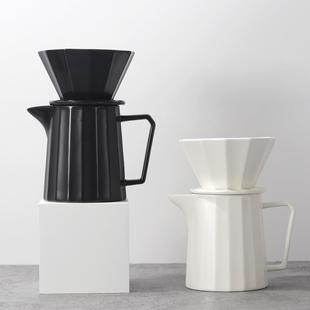 家用锥形折纸陶瓷滤杯咖啡器具过滤滴漏分享壶 几何手冲咖啡壶套装