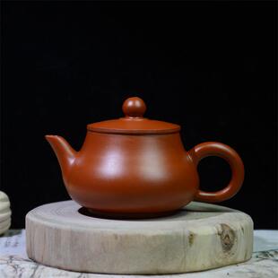 潮州章氏朱泥全手工手拉壶小容量潘壶紫砂家用工夫小泡茶壶110ml