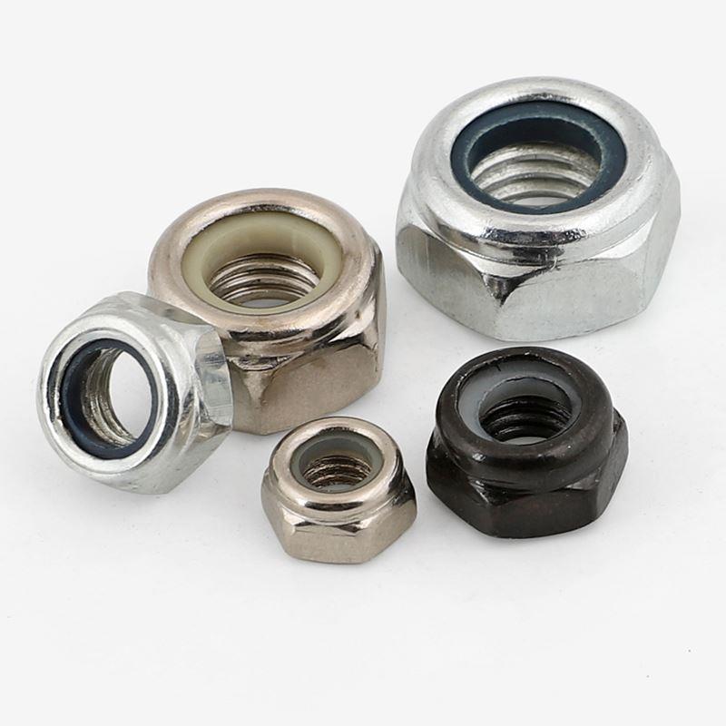 镀镍防松锁紧螺母黑色防滑螺丝帽蓝锌自锁螺帽M2M3M4M5M6M8M10M12