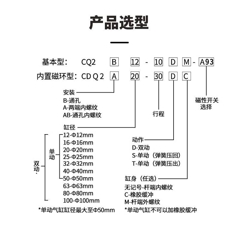 星辰薄型气缸CQ2B20-32/40-10D-15-20-25-30-35-40-45-50-60-75DM