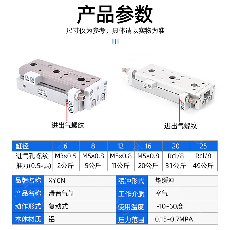 。精密滑台MXQ6/8/12/16/20/25-10-20-30-40-50-75-100-125AS/A/B