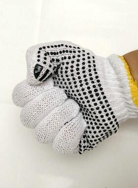 IMPA190103劳保手套棉纱薄款加厚防滑男工地干活劳工耐磨点胶船用