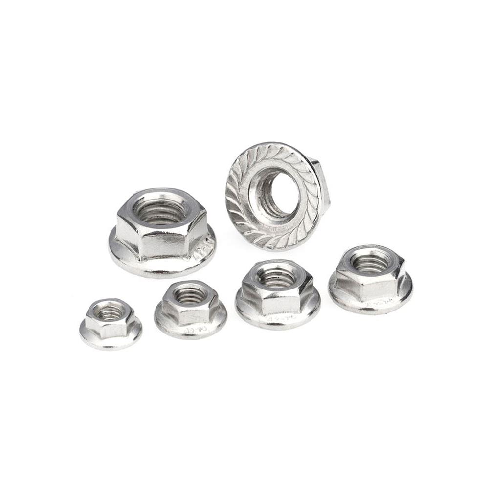 304/316不锈钢法兰螺母六角防松螺丝带垫防滑螺帽M3M4M5M6M8M10mm