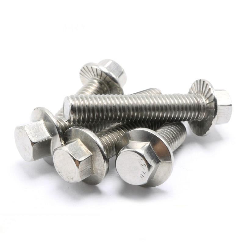304不锈钢加大法兰外六角螺丝钉GB5789螺栓带齿防滑 M5M6M8M10M12