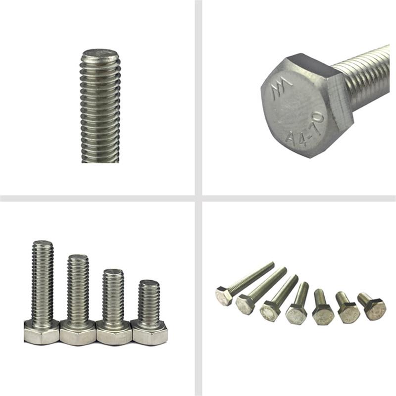 M5厘304不锈钢外六角螺丝螺栓螺杆螺钉全牙半牙加长加粗M6M8M10个