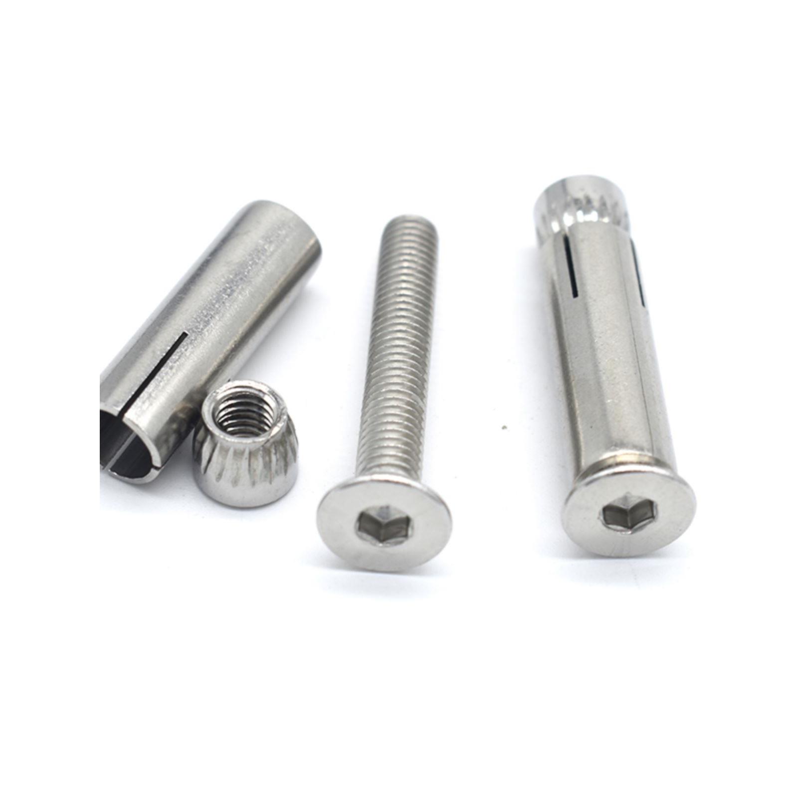 304不锈钢201沉头内六角膨胀螺丝平头内置膨胀螺栓拉爆M6M8M10M12