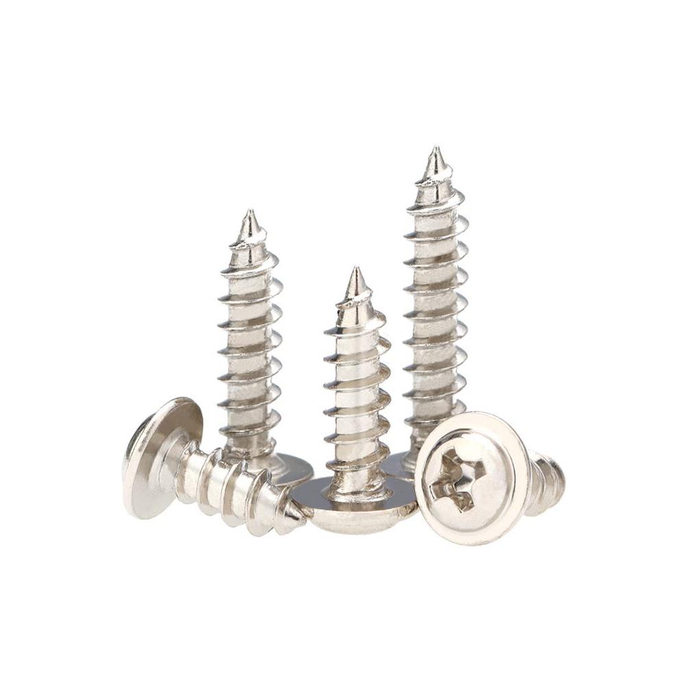 坚奕PWA镀镍圆头带垫自攻螺丝钉加硬十字自攻尖尾木螺钉 M2M3M4M5